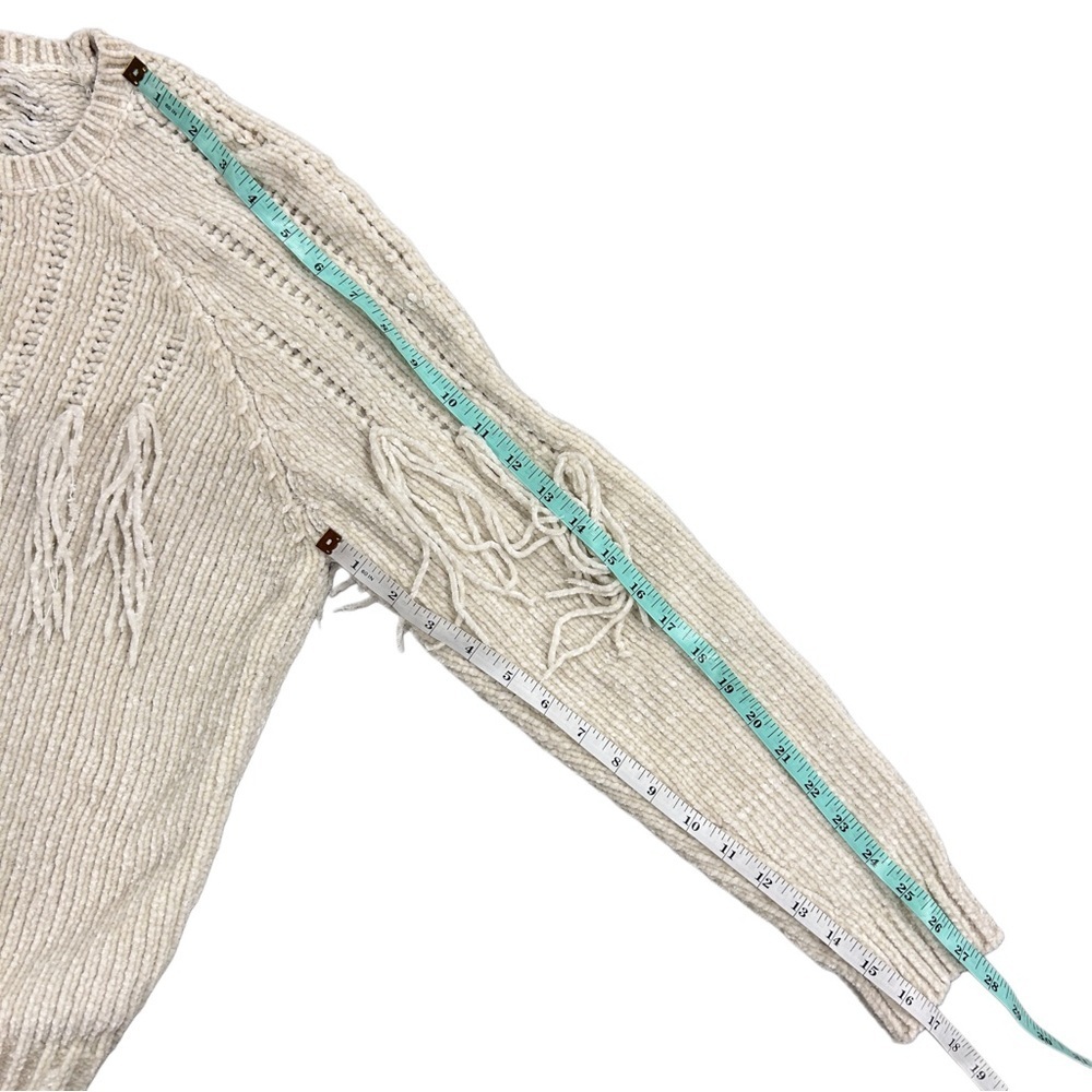 Forever 21 Off White Fringe Knit Sweater Size Large - Picture 7 of 7
